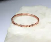 Copper Ring Stackable Hammered Rings band Size 15.5 Wedding Ring Unisex thin 2mm