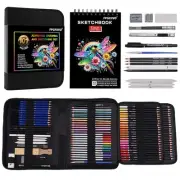 101 Pieces Advanced Drawing Set and Sketching Kit, with 3-Color Sketchbook, C...