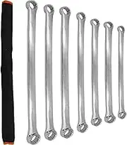 AcbbMNS 7 Piece Extra Long Combination Wrench Set 12 Point Double Box End Spanners Cr-V Aviation Wrench Metric Size 8mm - 24mm