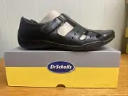 Dr Scholls Shoes Womens 8W Closed Toe Fisherman Blk Leather Hook and Loop Flats
