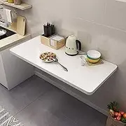 White Wall Mounted Folding Workbench Breakfast Bar Computer Desk for Outdoor Garage/Home Office/Kitchen Small Space Saving Table