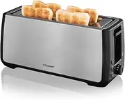 [Cloer] 3579 King Size Toaster for 4 XXL Slices, Check Function, Stainless Steel Housing, 1500 Watt, Black Plastic
