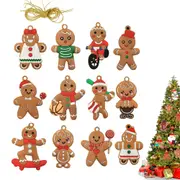 12Pcs Gingerbread Man Pendants Hanging Decorations for Christmas Tree Home Party-Style 2