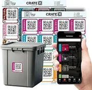 CrateID QR Code Labels for Organizing Storage | Premium QR Code Labels | Track Inventory with App | Standard and Festive, 32 Count
