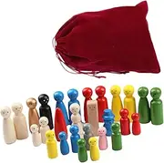 Tadill 28Pcs Wooden Peg Dolls, Wooden People Figures Crafts Decorations Educational Toys Mini Dolls Playset for Children Boys Girls