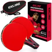 Table Tennis Paddles Set of 2 Professional Rackets - Ping Pong Rackets with C...