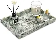 Marble Bathroom Vanity Tray, Natural Luxury Green Texture Vanity Home Kitchen Bathroom Table Tray, Stone Decorative Countertop Dresser Trays for Key Coffee Perfume Jewelry Makeup