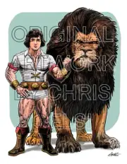 Samson & Goliath Original Illustration Art Print by Chris Gelsi 8.5 x 11 NOT AI