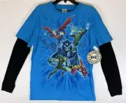 NWT Vintage DC Comics Originals Blue Justice League Long Sleeve T-shirt size M