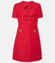 [Valentino] Valentino Crepe Couture bow-detail minidress AU 4 red