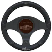 R.M. Williams Black / White Leather Steering Wheel Cover