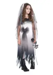 Girl's Graveyard Bride Costume Dress