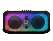 MR DJ FIRE-FLAME Double 6.5" Portable Speaker Lights Microphone TWS USB FM Radio