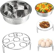 LYTIVAGEN Stainless Steel Steamer Basket Set with Egg Steamer Rack, 304 Food Grade, Fits for 5,6,8qt Pressure Cooker