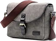 Retro Waterproof Camera Bag Photography Package Fit for DSLR Shoulder Case Fit for Sony Fit for Nikon Canvas Micro Single Messenger Men Women(Gray)