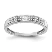Solid 14k White Gold 2-row Simulated CZ Band
