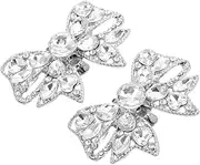 [HORIALENCE] 1 Pair Bridal Shoe Clips with Bow Design Sparkly Rhinestone Embellishments Easy Clip Mechanism for Footwear Elegant Shoe Buckle Jewelry for Special Occasions