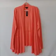 NWT Metaphor Womens Fusion Coral Open Front Waterfall Completer Cardigan Size XL