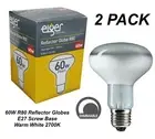 2 x 60W Incandescent R80 Reflector Light Globes Bulbs Screw E27 Dimmable ES