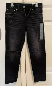 Mans Jeans American Eagle Black Skinny /Slim Distressed Size 26/28 Airflex 360