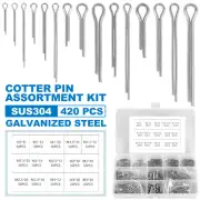 420Pcs Cotter Pin Assortment Kit Split Pin Fastener Clips Set Straight Jy