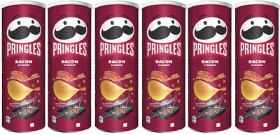6 PRINGLES BACON Flavor Potato Chips Tubes European Snacks 165g 5.8oz