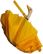 [Speduckk] Cute Yellow Umbrella With Duck Head Wooden Handle Three Folding UV Protection Sun and Rain Umbrellas for Children Women
