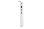 Crest 6-Socket 1.2m Power Board Outlet Strip w 1 Switch Surge Protected White
