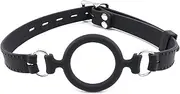Silicone O Ring Sex Gag Muzzle - Silicone Sex Toys Bondage Gag for SM Games - Bondage Restraints Open Mouth SM Bite Gag for Sex Games (Black)