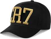 [Pardofelis] Cap for Children and Men, Baseball Cap C-R Adjustable Cotton Hat, Baseball Cap Men Children Boys, Fashionable Hat for Any Occasion, Black, One Size