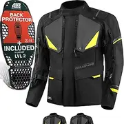 SHIMA RUNNER Motorbike Jackets for Men AIRFORCE Back Protector Armour Riding Motorcycle Jacket Summer Winter Bikers Waterproof Lightweight Armoured Motorcycles (Mens, Fluo, M)