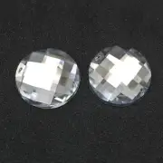 20 Clear Flatback Acrylic Big Sewing Rhinestone Round Sew On Beads 30mm