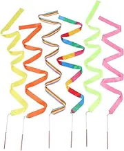 WOONEKY 6 Pcs Kids Dance Streamers 2m Long Gymnastics Ribbons Rhythmic Dance Belts
