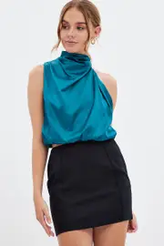 Blue Cami Top Sleeveless High Neck - Size 10, Women's Cami