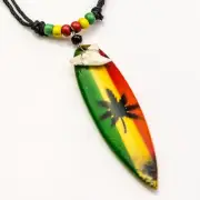 Rasta ganja leaf surfboard shark tooth necklace beach australian souvenir c152
