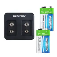 在飛比找PChome24h購物優惠-BESTON 9V充電式鎳氫電池2顆+ BESTON 9V雙