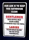 AIM TO KEEP BATHROOM CLEAN *US MADE Embossed Sign Man Cave Garage Bar Wall Decor