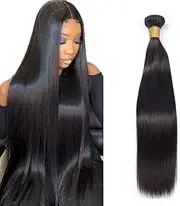 Straight Hair 1 Bundles Virgin Human Hair Bundles Straight Unprocessed Virgin Hair 1 Bundles Straight Weave Hair Human Bundles (Black, One size)