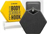 TOOLETRIES Body Scrubber & Storage Hook - Silicone Toiletry Organizer, Shower & Bathroom Accessory - Features Silicone-Grip Technology, Removable & Reusable - Charcoal