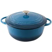 Pyrolux Pyrochef 24cm/4L Cast Iron Round Casserole w/ Lid Cooking Pot Ocean Blue