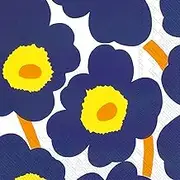 Boston International L552644 IHR Marimekko Floral Lunch Paper Napkins, 6.5" x 6.5", Unikko Dark Blue