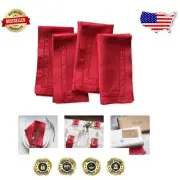 18" Embroidered Double Hemstitched Linen Napkins - Artisan Set of 4 Gift Ready