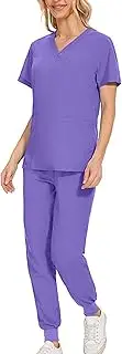 [Dressnu] Workwear Scrubs Set Stretch Quick Dry Hand Wash Clothes Women Men Women Short Sleeve