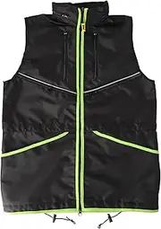 Dingo Waldemar Rutkowski Dog Trainer Vest with Two Zip Pockets, 2 Open Pockets, Hood, Adjustable, Fitted, Waterproof, Black with Green Trim - Size M (16425)