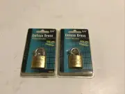(2) Ultra 3/4 Deluxe Brass Padlock Luggage/Locker Lock