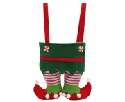 Christmas Pants Wine Bags, Candy Bags, Elf Boots Storage Bags, Gift Bags , Pants Red Green,Green