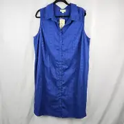 Autograph Shirt Dress Size 18 Blue Trapeze Button Up BNWT 24" Bust