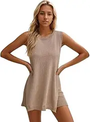 [Generic] Womens Summer Lounge Sets 2 Piece Outfits Beach Vacation Outfits Tank Top and Shorts Sweater Matching Set