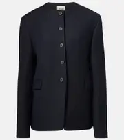 [Khaite] Khaite Jameson pinstripe wool-blend jacket AU 10 blue