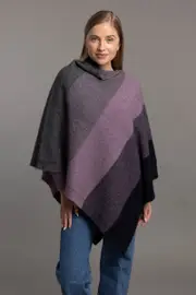 McDonald Possum Merino Ombre Womens Poncho-Twilight